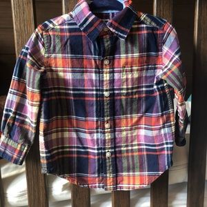 Janie and Jack Plaid button up orange/blue/purple